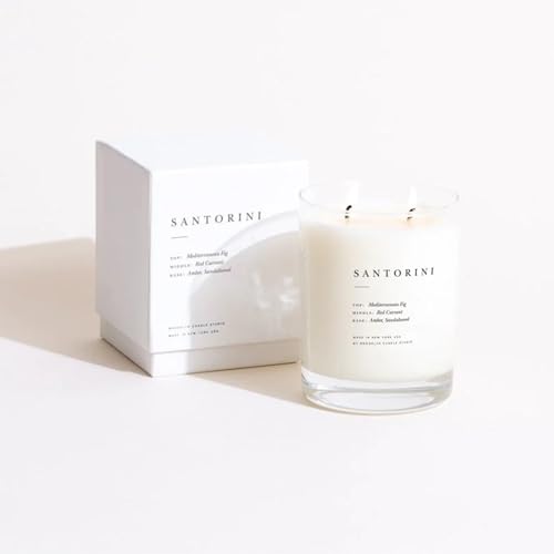 Brooklyn Candle Studio Santorini Classic 2 Wick Candle - Luxury Scented Candle, Vegan Soy Wax, Hand Poured in The USA, 70 Hour Slow Burn Time - 13oz - Image 2