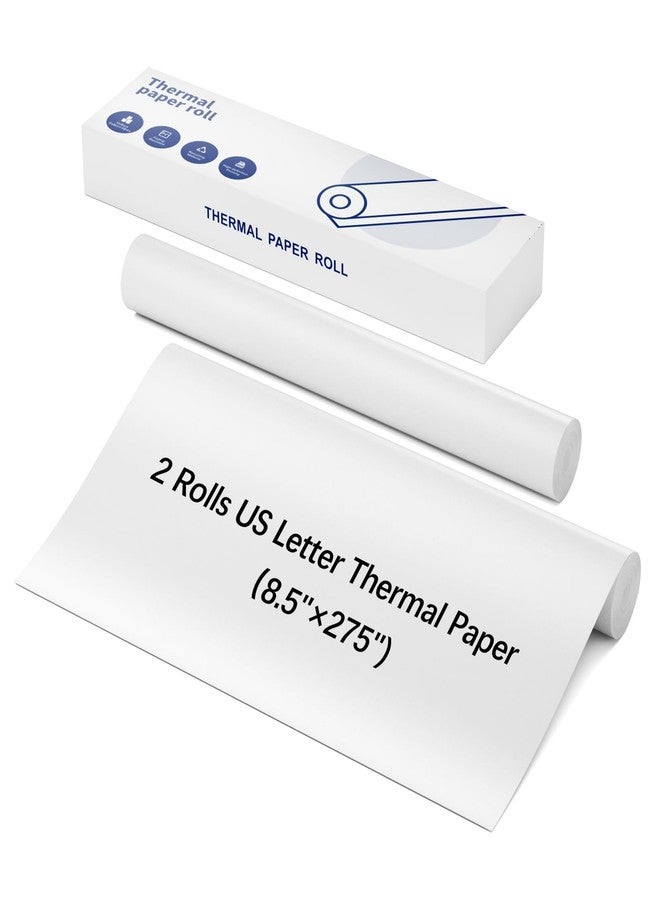 Omezizy Thermal Printer Paper Roll - US Letter Size (8.5" × 11") - Quick-Dry - Compatible with M832 & M08F Letter Portable Printers - Ideal for Office, Home, and Study Use - 2 Rolls (42.6ft) - Image 1