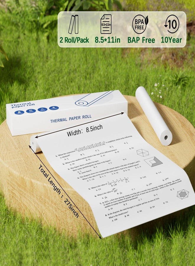 Omezizy Thermal Printer Paper Roll - US Letter Size (8.5" × 11") - Quick-Dry - Compatible with M832 & M08F Letter Portable Printers - Ideal for Office, Home, and Study Use - 2 Rolls (42.6ft) - Image 2