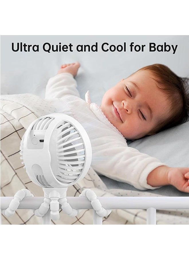Arabest Cat Portable Stroller Fan，Octopus Fan with 360° Swivel Tripod, Silent, 3-speed Adjustable for Stroller, Bike, Car Seat, Treadmill Scenarios (White)  - Image 3