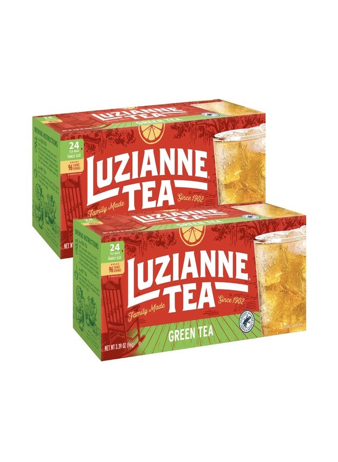 Luzianne أكياس شاي لوزيان الأخضر، حجم عائلي، علبة تحتوي على 24 كيس (عبوة من قطعتين) - Image 1