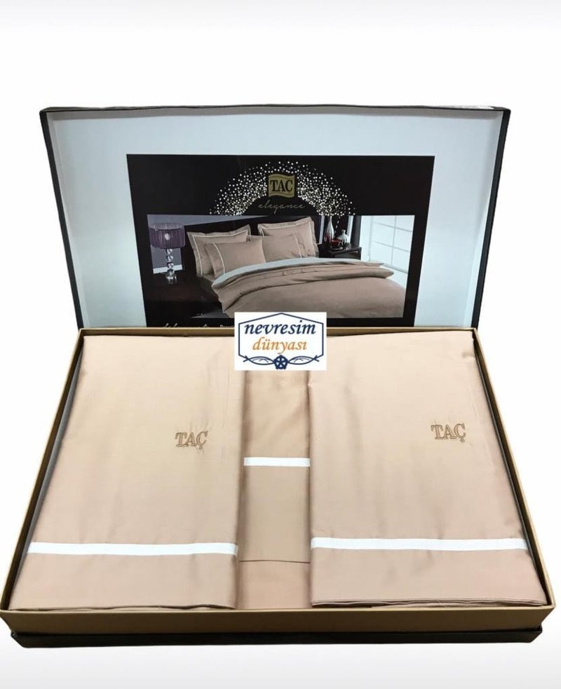 TA Double Deluxe Satin Duvet Cover Set Prestige Cappucino  - Image 2