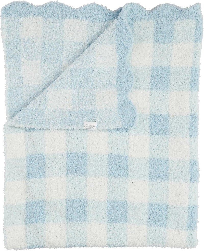 MudPie Children's Blue Gingham Chenille Blanket - Image 1