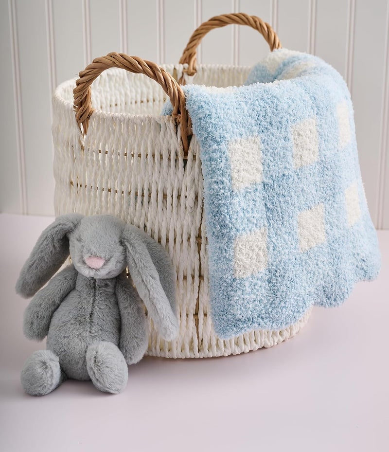 MudPie Children's Blue Gingham Chenille Blanket - Image 2