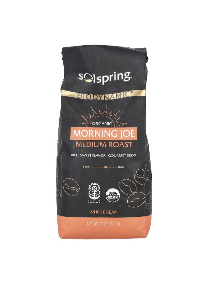 Dr. Mercola Dr. Mercola, Solspring®, Biodynamic®, Organic Morning Joe, Whole Bean, Medium Roast, 12 oz (340 g)  - Image 1
