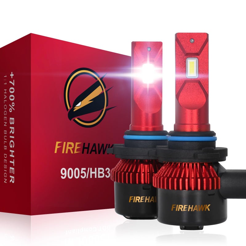 Firehawk 2026 New 9005HB3H109145 LED Bulbs 50000LM 700 Brighter 6000K Cool White Japanese Chips IP68 Waterproof Fog Light Pack of 2