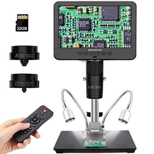 Andonstar AD246S-M HDMI Digital Microscope 2000x for Adults, 3 Lens 2160P UHD Video Record, 7 Inch LCD Soldering Microscope for Electronics Repair, Error Coins, Pro Boom Arm Stand, Windows Compatible - Image 1