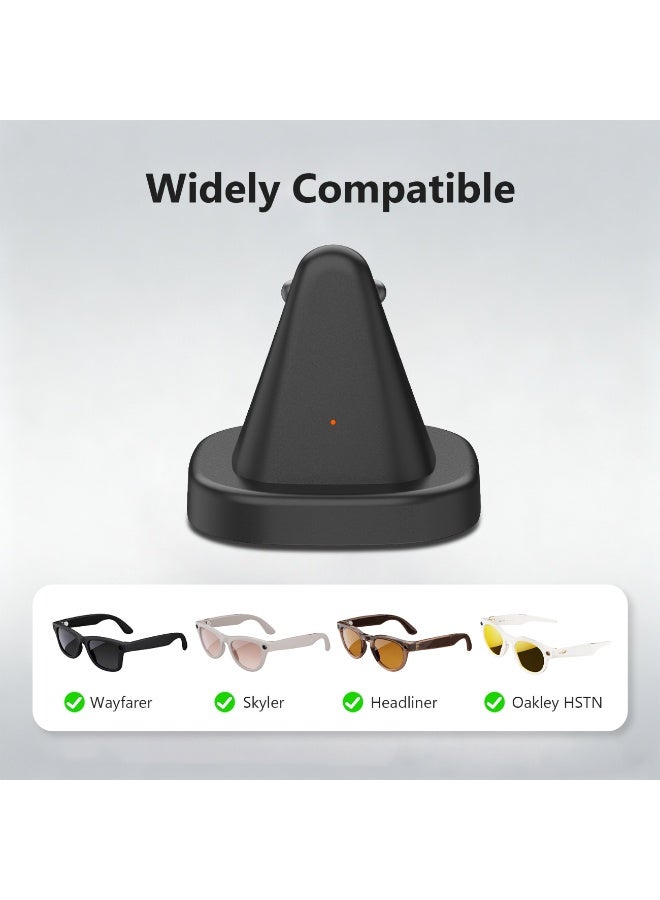 Charging Station Compatible with Ray-Ban Meta Wayfarer/Skyler/Headliner/Oakley HSTN, Magnetic Charger Dock Stand with Fast Charging & LED Indicator for AI Smart Glasses - Image 2