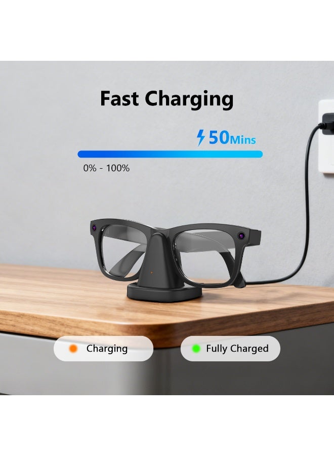 Charging Station Compatible with Ray-Ban Meta Wayfarer/Skyler/Headliner/Oakley HSTN, Magnetic Charger Dock Stand with Fast Charging & LED Indicator for AI Smart Glasses - Image 5