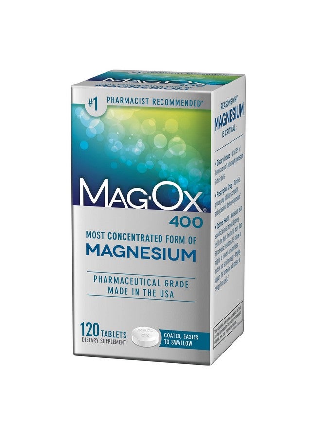 Mag-Ox 400 Magox Magnesium Supplement Pharmaceutical Grade Magnesium Oxide 483Mg Most Concentrated Form Of Magnesium 120 Tablets - Image 1