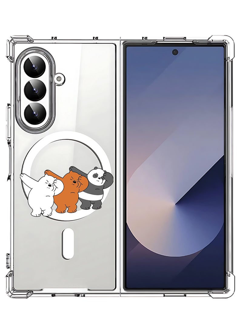 Theodor Magnetic Case for Samsung Galaxy Z Fold 7 Compatible with MagSafe Wireless Charging, Shockproof Phone Bumper Cover Bears dance - Image 1