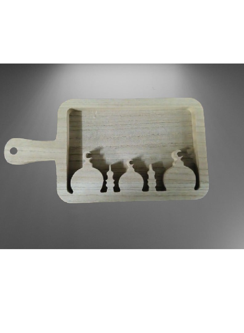 هوم كير لوحة خشبية مستطيلة الشكل لعيد الفطر المبارك من وودي فاميلي كرافت، رف تقديم الحلوى والطعام، مقاس 33×17.3×2.2 - Image 1