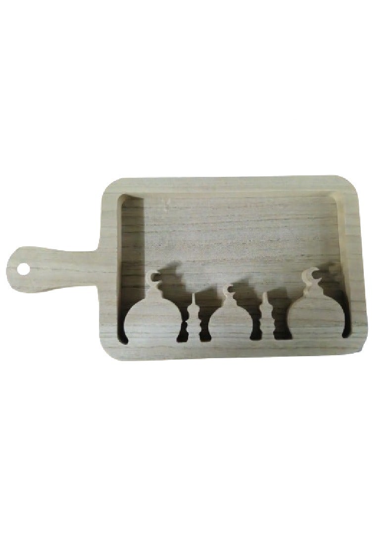 هوم كير لوحة خشبية مستطيلة الشكل لعيد الفطر المبارك من وودي فاميلي كرافت، رف تقديم الحلوى والطعام، مقاس 33×17.3×2.2 - Image 3