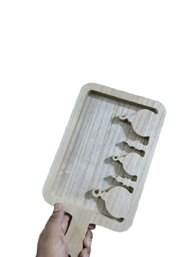 هوم كير لوحة خشبية مستطيلة الشكل لعيد الفطر المبارك من وودي فاميلي كرافت، رف تقديم الحلوى والطعام، مقاس 33×17.3×2.2 - Image 4