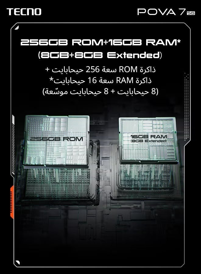 TECNO Pova 7 Dual SIM Geek Black 8GB 256GB 5G - Middle East Version & Riversong Rhythm L EA33 Wireless & Wired Headphones – Bluetooth 5.0, 3.5mm Audio Cable, 500mAh Battery, Up to 10 Hours Playtime, High Quality Sound – Black Bundle - Image 5