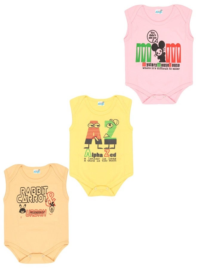 dongli Cotton Unisex Baby Sleeveless Bodysuits(Pack 3) - Image 1