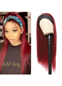 G&T Wig GT Headband Wigs for Black Women Red Straight Glueless Wigs Heat Resistant Synthetic Wig for Daily Party Use 24 inch 
