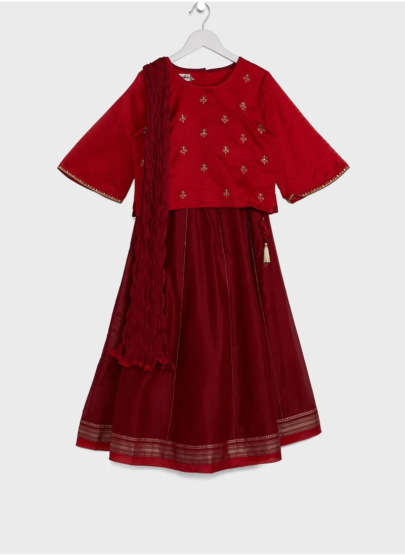 Fabindia Kids Lehenga Churidar With Dupatta