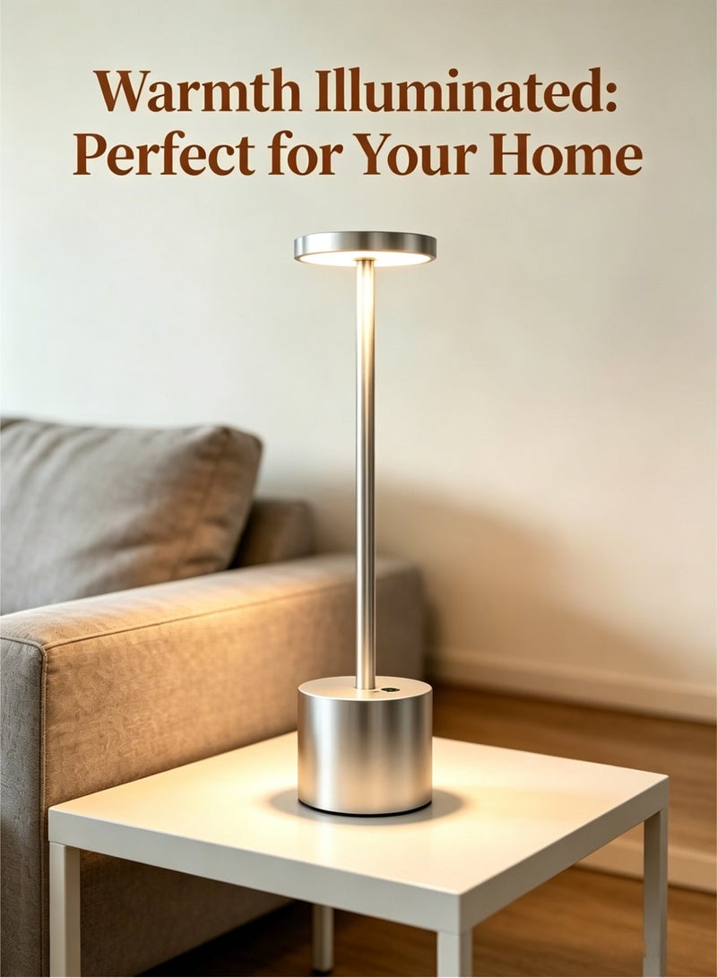 Rechargeable Cordless Table Lamp, Portable Battery Operated Desk Lamp, 2-Level Brightness Dimmable Night Light for Restaurant Kids Room Living Room Camping Home - Image 1