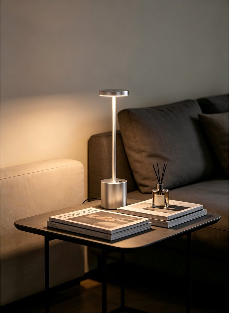 Rechargeable Cordless Table Lamp, Portable Battery Operated Desk Lamp, 2-Level Brightness Dimmable Night Light for Restaurant Kids Room Living Room Camping Home - Image 4