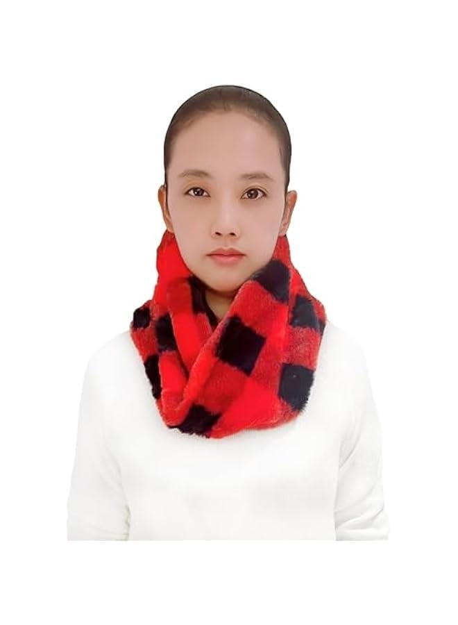 Arabest Winter Neck Warmer Solid Color Faux Fur Infinity Scarf for Women - Image 1