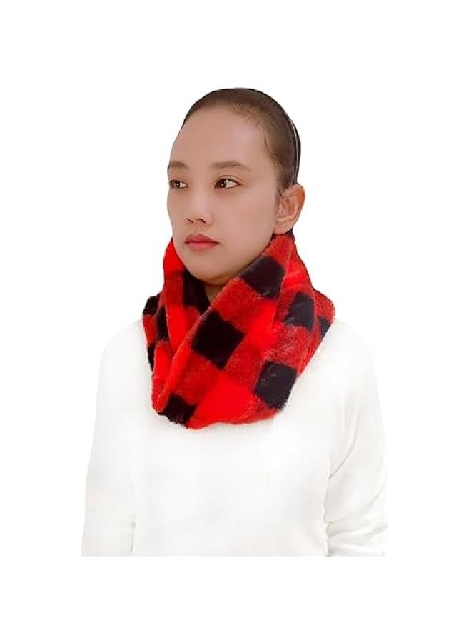 Arabest Winter Neck Warmer Solid Color Faux Fur Infinity Scarf for Women - Image 2