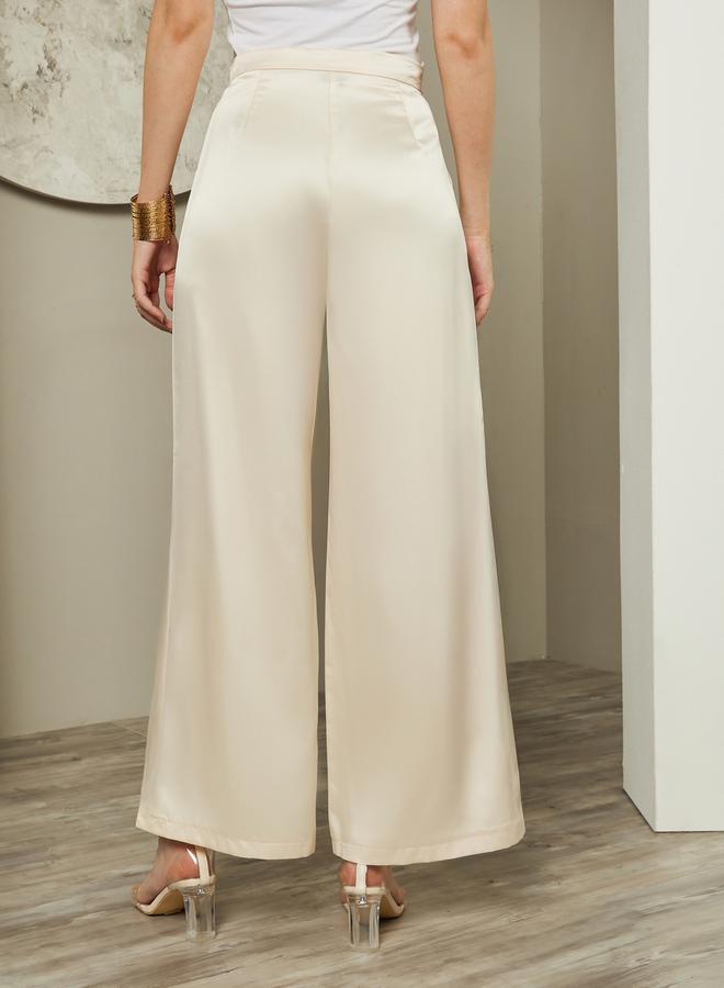Styli Mid Rise Wide Leg Satin Pants  - Image 4