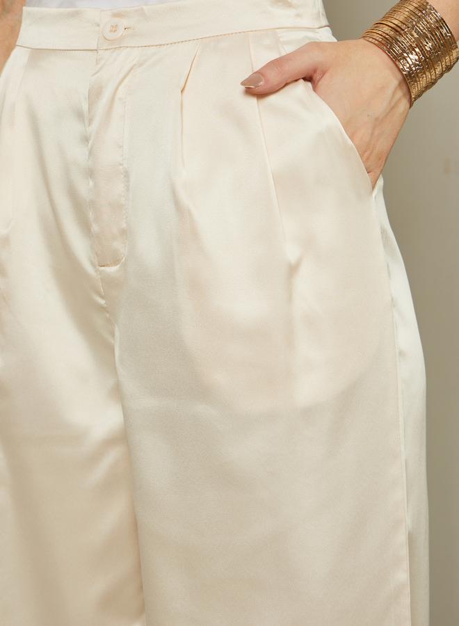 Styli Mid Rise Wide Leg Satin Pants  - Image 3