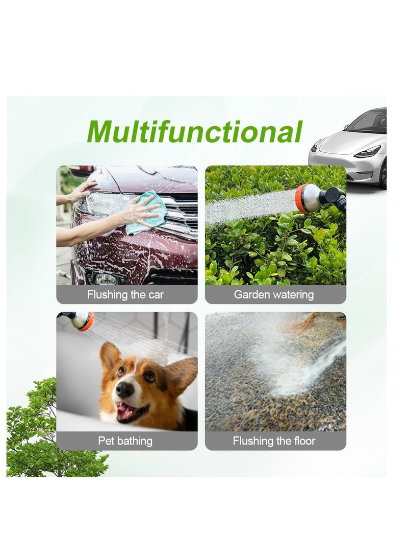 Excefore عصا ري الري مع رأس دوار، فوهة خرطوم حديقة مع 8 أنماط رش، فوهة رذاذ خرطوم ثقيلة، فوهة خرطوم مياه مع تحكم في التدفق لري النباتات، والحدائق، وغسل السيارات، والحيوانات الأليفة - Image 2