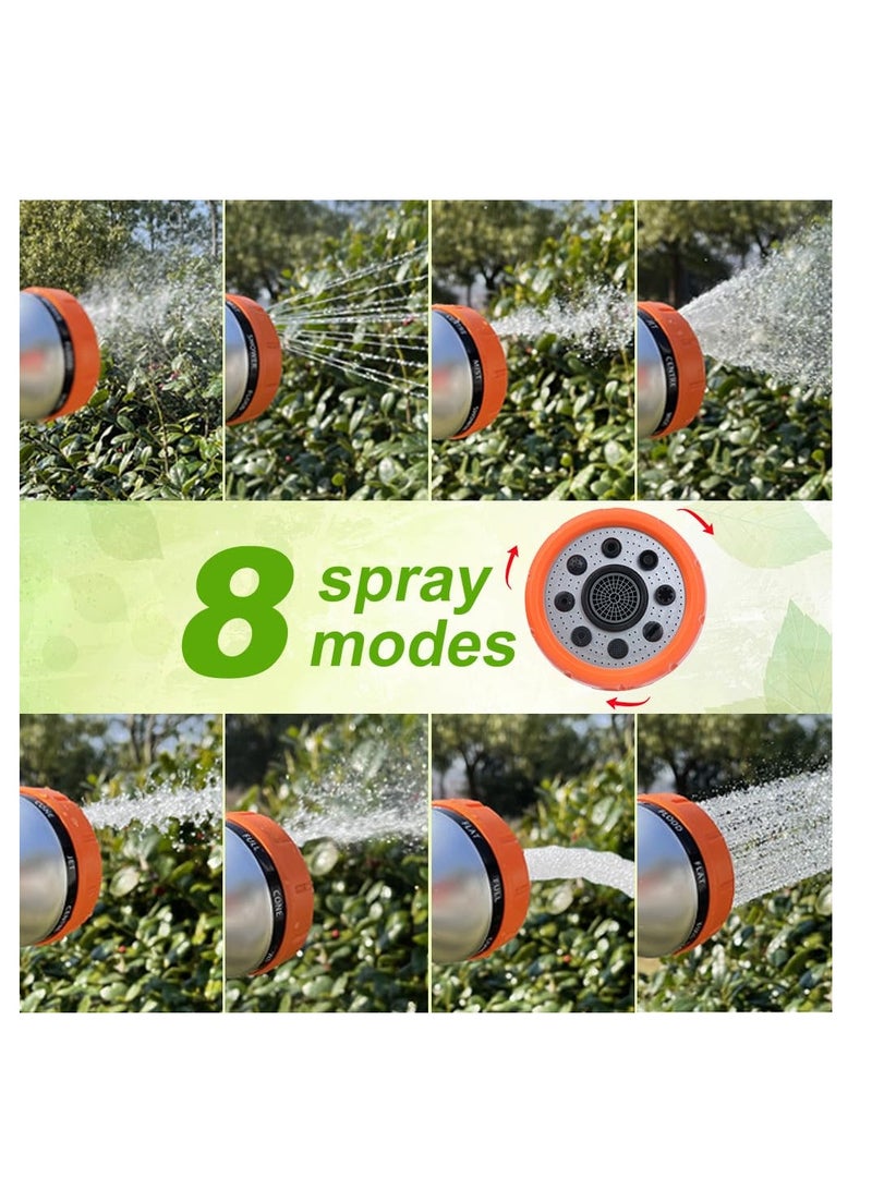 Excefore عصا ري الري مع رأس دوار، فوهة خرطوم حديقة مع 8 أنماط رش، فوهة رذاذ خرطوم ثقيلة، فوهة خرطوم مياه مع تحكم في التدفق لري النباتات، والحدائق، وغسل السيارات، والحيوانات الأليفة - Image 4