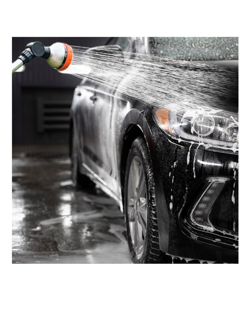 Excefore عصا ري الري مع رأس دوار، فوهة خرطوم حديقة مع 8 أنماط رش، فوهة رذاذ خرطوم ثقيلة، فوهة خرطوم مياه مع تحكم في التدفق لري النباتات، والحدائق، وغسل السيارات، والحيوانات الأليفة - Image 3