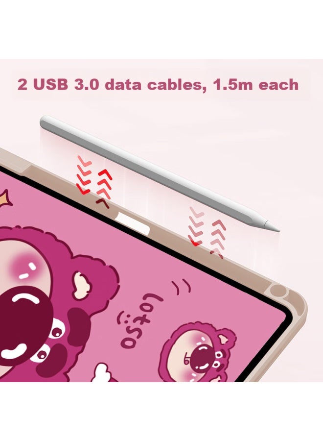 Sehan Shihan Compatible With Huawei Matepad 10.4-Inch Protective Case With Pencil Holder 22 Models, 360-Degree Rotating, Horizontal And Vertical Support, Cute Cartoon Painting, Full Coverage, Shockproof, Anti-Bend, Transparent - Image 4