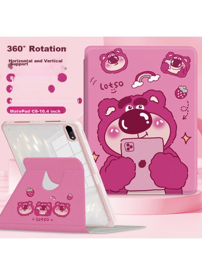 Sehan Shihan Compatible With Huawei Matepad 10.4-Inch Protective Case With Pencil Holder 22 Models, 360-Degree Rotating, Horizontal And Vertical Support, Cute Cartoon Painting, Full Coverage, Shockproof, Anti-Bend, Transparent - Image 1