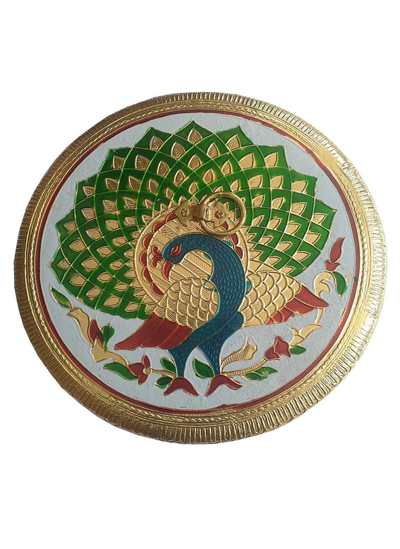 NIRVIGHNAM NIRVIGHNAM Novelty Handicraft Round Meenakari Box Decorative Wooden Storage for Candy and Dry Fruits Ideal Gift Box for Mukhwas and Sweets Oxidized Dry Fruit Box  - Image 3