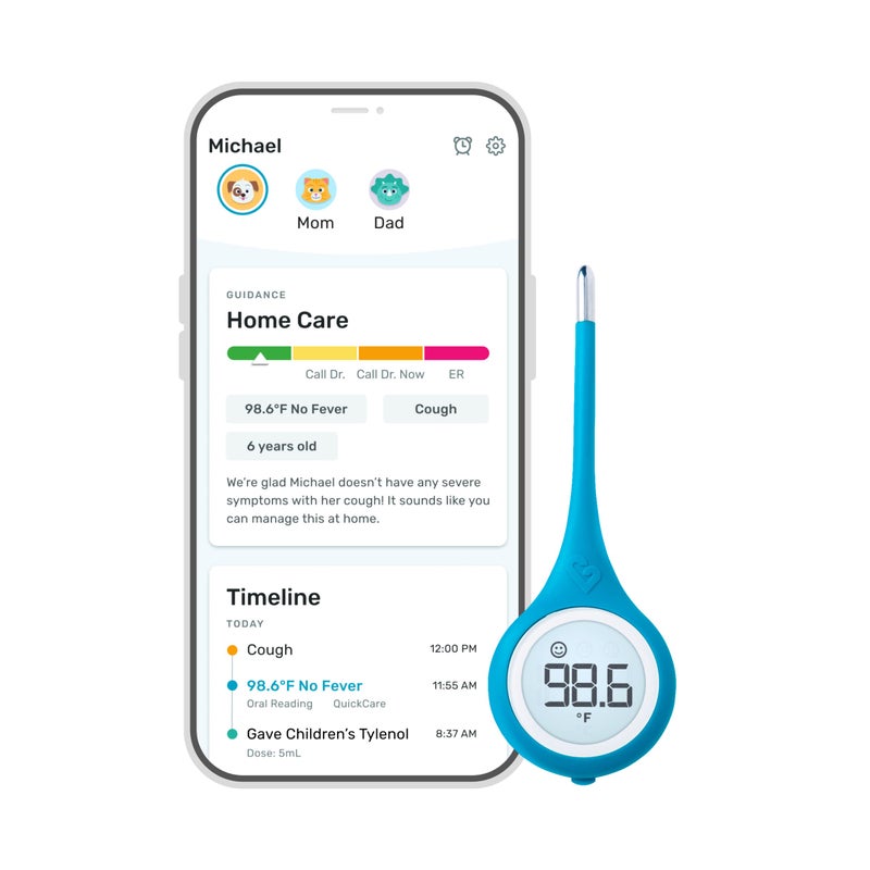 Kinsa SmartFever Digital Medical Baby Kid and Adult Termometro Accurate Fast FDA Cleared Thermometer for Oral Armpit or Rectal Temperature Reading QuickCare