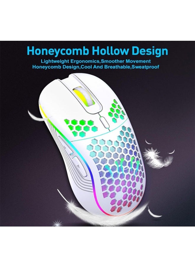 Tri-mode Bluetooth Wireless Gaming Mouse Rechargeable Computer Mouse Ergonomic Mice Honeycomb Design With RGB Backlight USB Receiver 7 Buttons Adjustable DPI  - Image 3