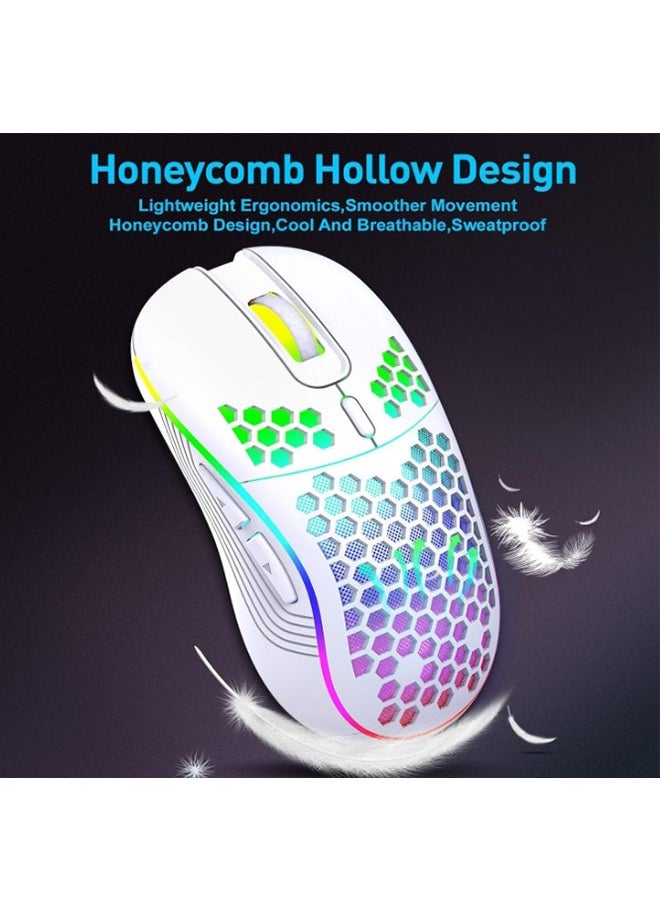 Tri-mode Bluetooth Wireless Gaming Mouse Rechargeable Computer Mouse Ergonomic Mice Honeycomb Design With RGB Backlight USB Receiver 7 Buttons Adjustable DPI  - Image 5
