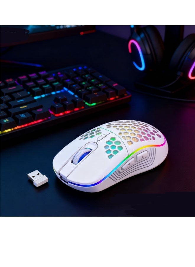 Gaming Mouse,Bluetooth Gaming Mouse,  Rechargeable Computer Mouse Ergonomic Mice Honeycomb Design With RGB Backlight USB Receiver 7 Buttons Adjustable DPI - Image 1