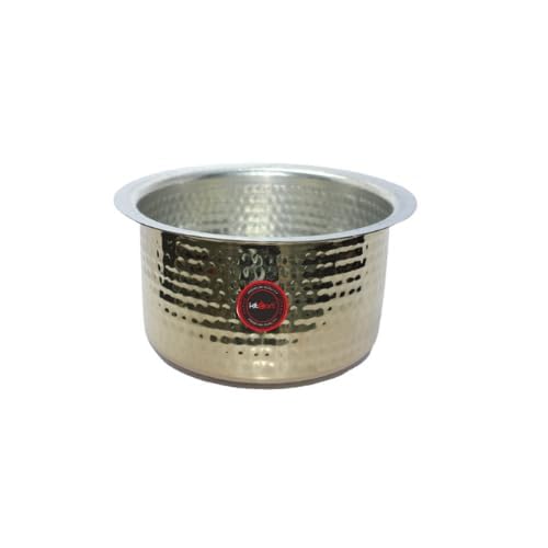KITCART� Brass Hammered Patila, Brass Tope, Brass Cookware, Patila, Round Heavy Bottom Tapeli, Bhagona Kalai Brass top (1.5,2.5,3.5,4.5)