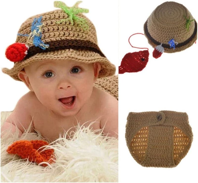 Vedory Newborn Baby Photography Props Boy Girls Photo Shoot Props Outfits Crochet Knitted Costume Unisex Cute Infant Hat Pants - Image 2