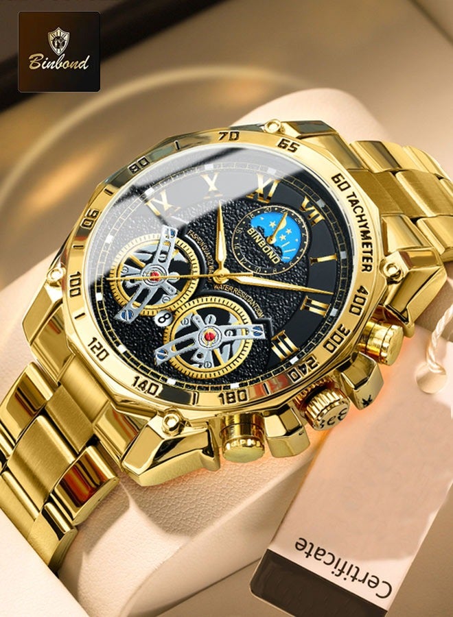 بينبوند BINBOND العلامة التجارية الفاخرة رجال الأعمال كوارتز ووتش أزياء تصميم الفولاذ المقاوم للصدأ للماء - Image 1