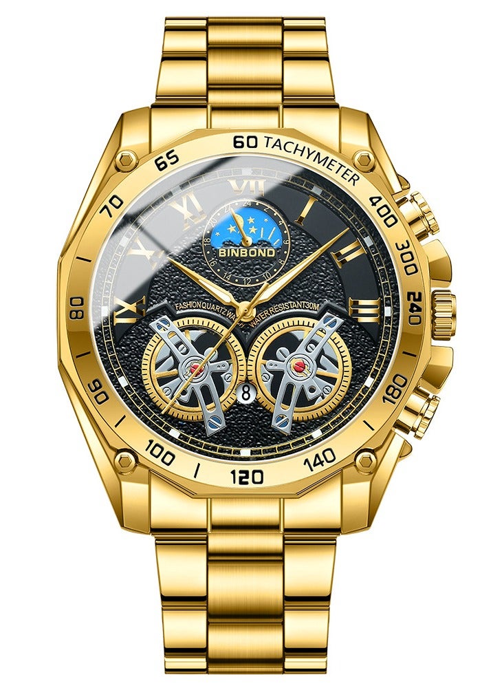 بينبوند BINBOND العلامة التجارية الفاخرة رجال الأعمال كوارتز ووتش أزياء تصميم الفولاذ المقاوم للصدأ للماء - Image 2
