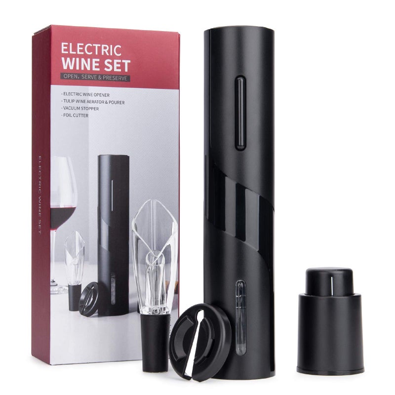 Mafiti Red Wine Accessories Gift Set  Electric Corkscrew with Foil Cutter Wine Vacuum Stopper and Aerator Pourer for Special Occasions
