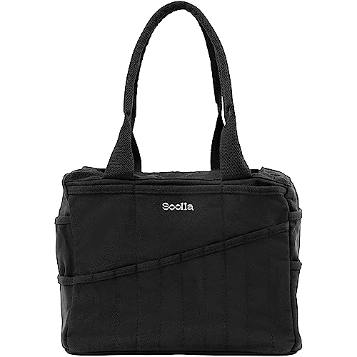 Soolla Studio Bag: Pottery Tool Bag & Craft Storage, Art Supply Organizer, Washable Tote, Knitting Yarn Carrier, Crochet Projects, 30 Pockets, 20+ Canvas Colors, Gift For Artists & Teachers (Blackout) - Image 1