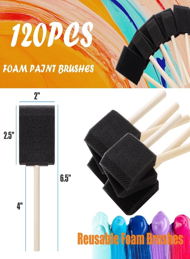 REDOVANT 120 Pcs Foam Paint Brushes, 2 Inch Foam Brush for Painting, Bulk Sponge Brushes with Wood Handles, Art Paintbrushes Set for Staining, Varnishing, Finishing, Touchup and DIY Craft Projects - Image 2
