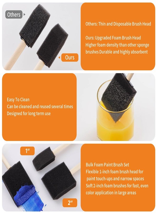 REDOVANT 120 Pcs Foam Paint Brushes, 2 Inch Foam Brush for Painting, Bulk Sponge Brushes with Wood Handles, Art Paintbrushes Set for Staining, Varnishing, Finishing, Touchup and DIY Craft Projects - Image 5