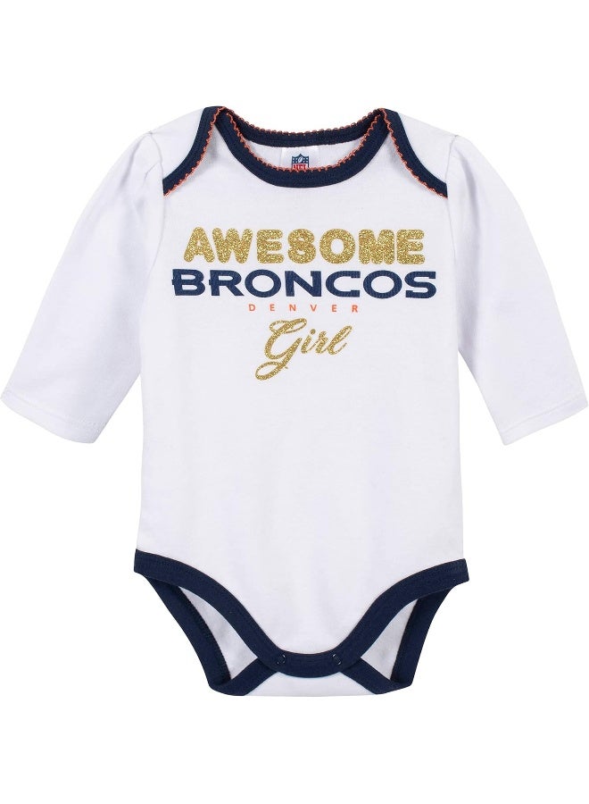 Gerber NFL Baby Girls 3 Pack Bodysuit Footed Pant and Cap Set  - Image 4