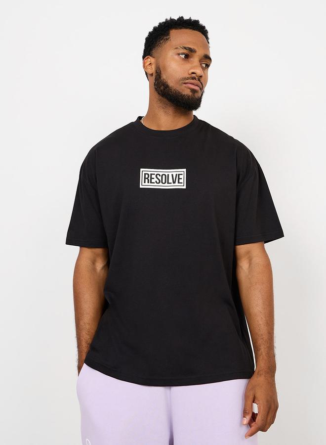 Styli Oversized Slogan Print Detail T-Shirt - Image 1