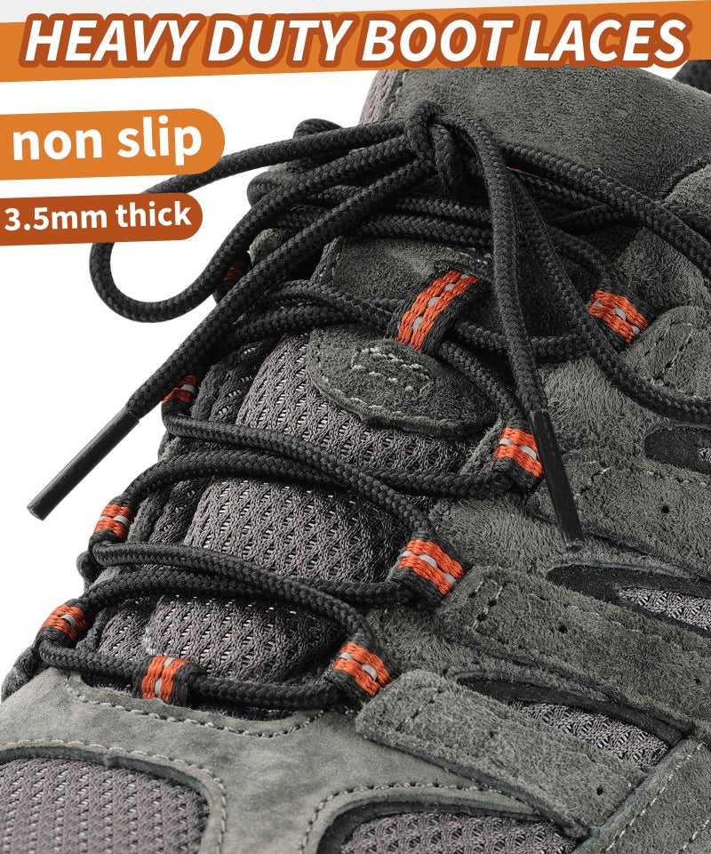 Handshop 2 Pairs Round Boots Shoelaces 3.5 MM Athletic Replacement Shoe Laces 30-63” Shoestrings For Running Sporting Walking Black 137 - Image 2