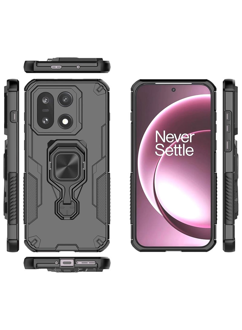 Adando [1+2] Case for OnePlus 15 5G with 2 Tempered Glass Screen Protector, Heavy Duty Dual Layer Shockproof Protective Cover with Magnetic Ring Kickstand, Corner Protection Anti-Scratch Shock Absorption Rugged Bumper Cover (Black) - Image 2